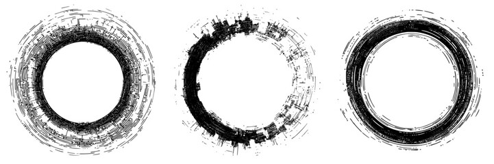Poster - Abstract circular designs showcasing varying textures and bold contrasts in black and white