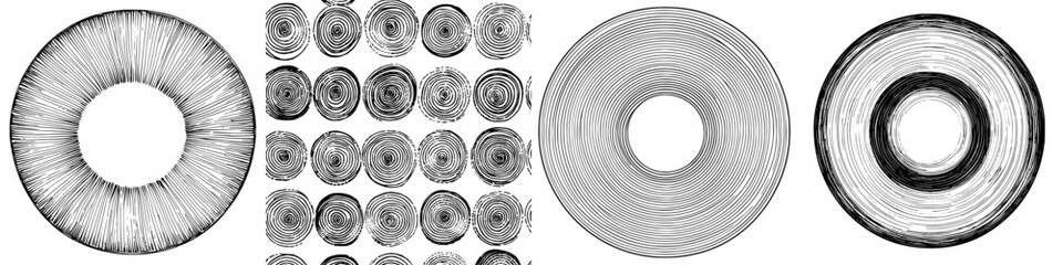 Poster - Intricate circular patterns showcasing design elements and textures in black and white styles