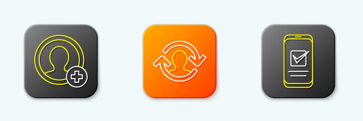 Poster - Set line Create account screen, Human resources and Smartphone icon. Vector