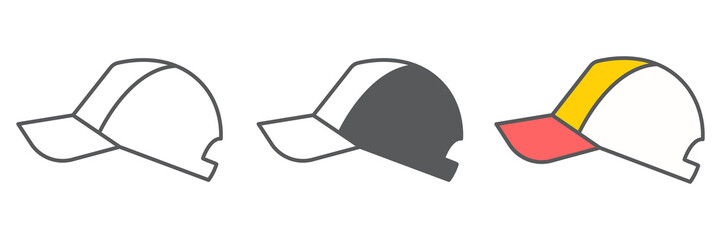 Aufkleber - Baseball cap icon collection, clothes and wear, motorboat vector icon set, vector graphics, editable stroke outline sign, eps 10