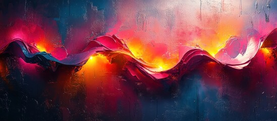 Wall Mural - abstract wavy forms, vibrant colors, textured background, digital art