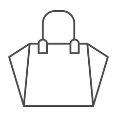 Poster - Paper bag for clothes thin line icon, black friday concept. Vector graphics. Shopping packet sign on white background, outline style icon for mobile or web design.