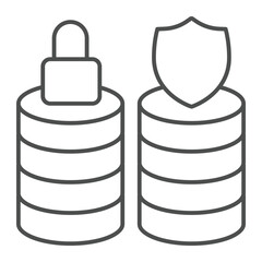 Fototapete - Protected and locked database arrays thin line icon, neural dataset concept. Vector graphics. Secure data storage, safety sign on white background, outline style icon for mobile or web design.