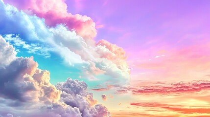 Wall Mural - a dreamy pastel sky at sunrise with soft pink and lavender hues from a distant perspective.