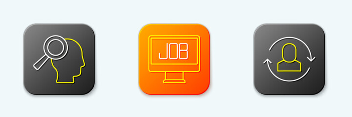 Poster - set line magnifying glass for search job, search and exchange work icon. vector