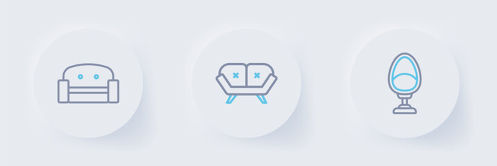 Poster - Set line Armchair, Sofa and icon. Vector