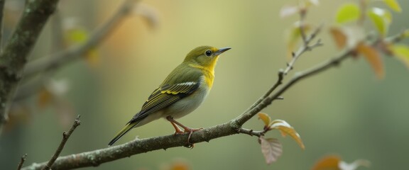 Aufkleber - Vibrant Bird Perched on Tree Branch - A Tranquil Natural Scene