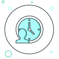 Poster - Line Time Management icon isolated on white background. Clock and gear sign. Productivity symbol. Colorful outline concept. Vector