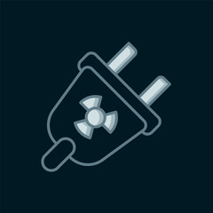 Poster - Line Radiation electrical plug icon isolated on black background. Nuclear energy. Flat filled outline style with shadow. Vector