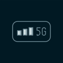 Poster - Line 5G new wireless internet wifi connection icon isolated on black background. Global network high speed connection data rate technology. Flat filled outline style with shadow. Vector