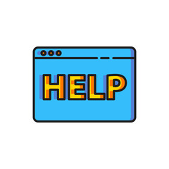 Poster - Color Browser help icon isolated on white background. Internet communication protocol. Flat filled outline style with shadow. Vector