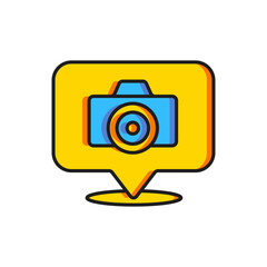 Poster - color photo camera icon isolated on white background. foto camera. digital photography. flat filled 