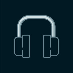 Poster - Line Headphones icon isolated on black background. Support customer service, hotline, call center, faq, maintenance. Flat filled outline style with shadow. Vector