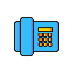 Poster - color telephone icon isolated on white background. landline phone. flat filled outline style with sh
