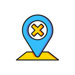Poster - Color Map pin icon isolated on white background. Navigation, pointer, location, map, gps, direction, place, compass, search concept. Flat filled outline style with shadow. Vector