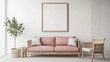 © BlackLion - Modern living room interior design with pink sofa and natural elements in a bright space