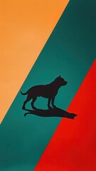 Poster - Vibrant abstract art featuring dog silhouette modern design colorful background artistic interpretation visual impact
