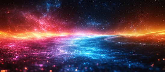 Wall Mural - alien planet horizon with colorful aurora