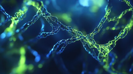 abstract background with glowing dna strands