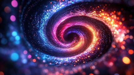 Poster - a mesmerizing cosmic dance of vibrant particles forming a captivating swirling vortex against the deep abyss of space and time continuum