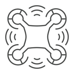 Poster - Wireless drone with four motors thin line icon, neural network concept. Vector graphics. FPV drone, delivery training sign on white background, outline style icon for mobile or web design.