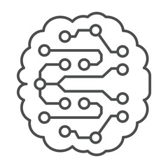 Poster - neural net cloud thin line icon, neural network concept. vector graphics. artificial intelligence br