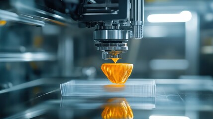 A three dimensional printer producing a complex geometric structure