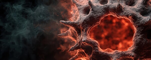 Poster - A close-up view of a textured, organic structure with glowing orange elements, evoking a sense of intrigue and otherworldliness.