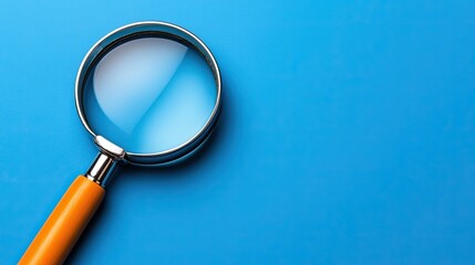 Aufkleber - Exploring details with a magnifying glass blue background macro photography clear focus conceptual insight
