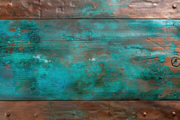 Poster - Abstract action on turquoise textured wood indoor photography artistic close-up visual art