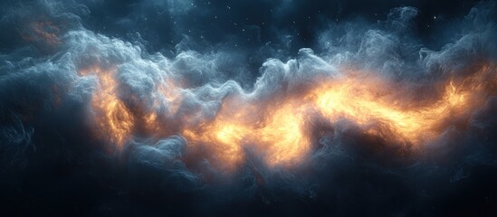 fiery cloudscapes in dark space