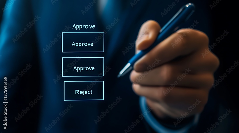 Approving System Interface With A Pen Approving with digital buttons on ...