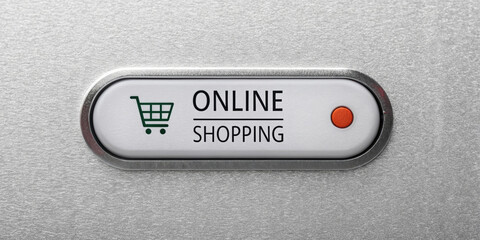 Poster - Online shopping button digital interface e commerce shopping cart icon technology retail consumerism modern design user experience convenience