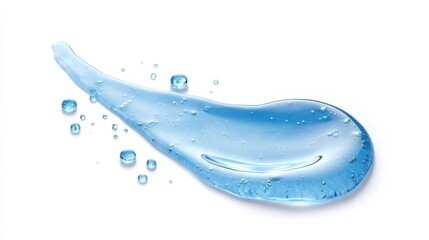 Poster - Water droplet with clear blue tint on a smooth surface displaying natural beauty and fluidity