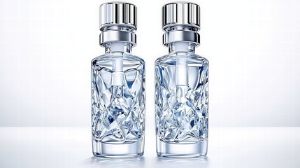 Poster - Two exquisite bottles of perfume displayed together on a soft surface with light highlights and shadows