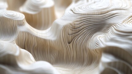 Poster - Generative AI wooden wave design with intricate patterns, beige warmth, and a tranquil lake-inspired feel.