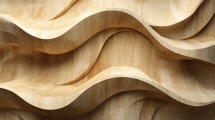 Poster - Textured wooden waves in a calming beige palette, ideal for a contemporary and organic interior aesthetic.