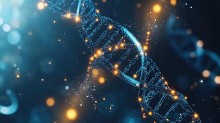 Aufkleber - Detailed dna strand against a dark background representing genetic science, molecular biology, and life's blueprint