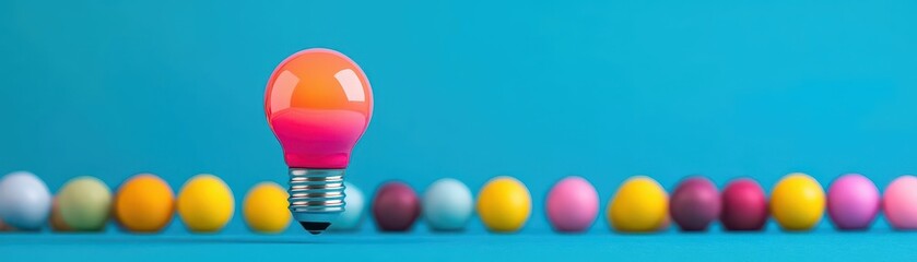 Aufkleber - Light bulb surrounded by colorful eggs symbolizing creativity and new ideas in a festive and playful setting