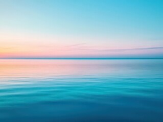 Poster - Serene ocean view at sunset with vibrant colors reflecting on water surface and silhouettes of gentle waves