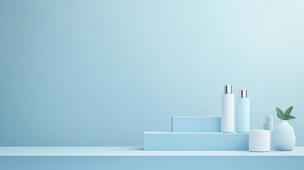 Fototapete - Elegant white vase and sleek white bottle standing gracefully together on a minimalist surface against a soft background