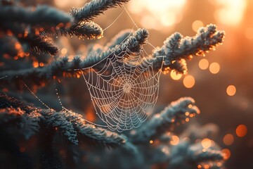 Close-up of a spider web, macro photography, detailed focus, high resolution