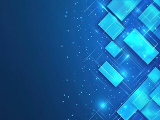 Leinwandbilder - Abstract blue background featuring geometric squares and lines creating a modern artistic design for various uses