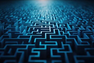 Poster - A dark maze shrouded in shadows with twisting paths creating an atmosphere of mystery and intrigue
