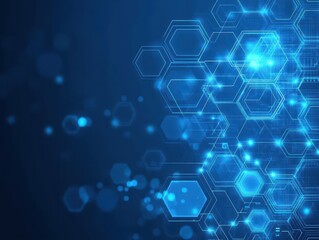 Aufkleber - Vibrant blue hexagon background featuring geometric patterns for modern digital design and creative technology projects