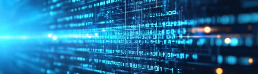 Poster - Close-up view of complex binary code representing digital information and technology in modern computing systems