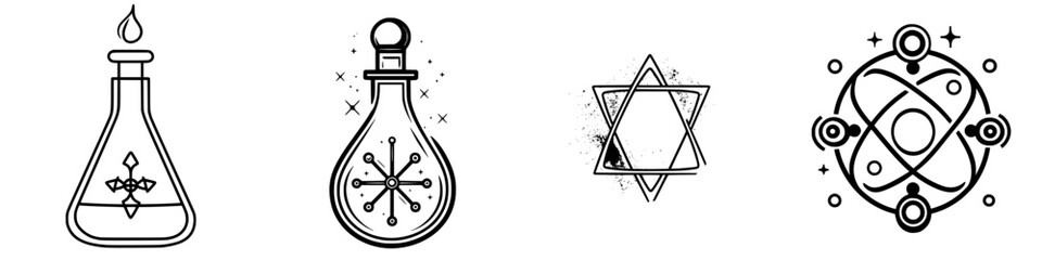 Poster - Intricate alchemical symbols showcasing the fusion of science and mysticism in a creative illustration