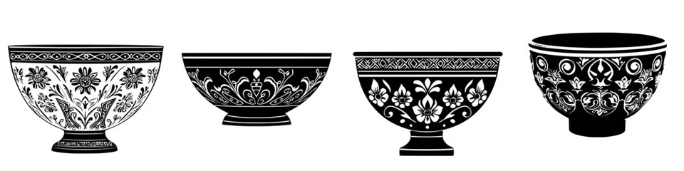 Poster - Decorative bowls display intricate patterns and designs showcasing craftsmanship and artistic styles