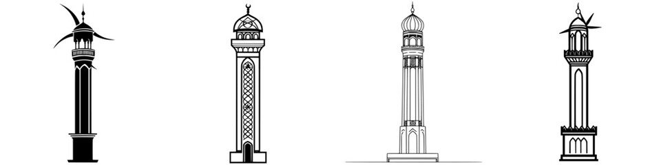 Poster - Modern architectural designs of towers showcasing varied styles located in an urban landscape