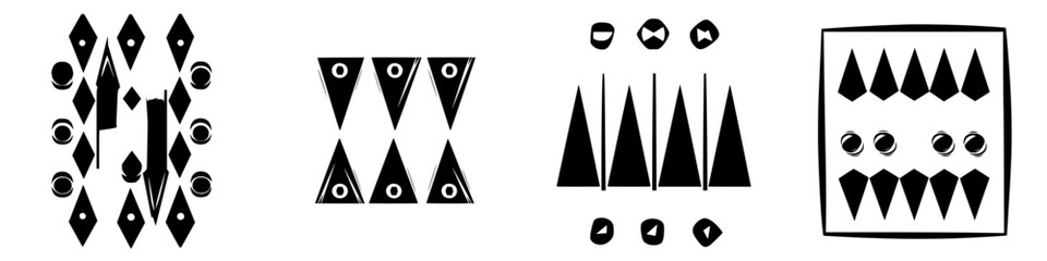 Poster - Artistic display of abstract geometric shapes in black and white, showcasing intricate patterns and designs